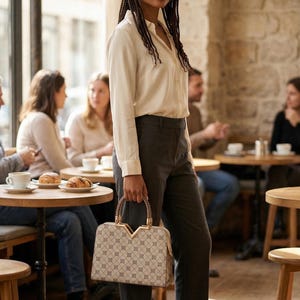 Patterned Croc Handbag | Valentino Style Pocketbook with Horse Charm image 6