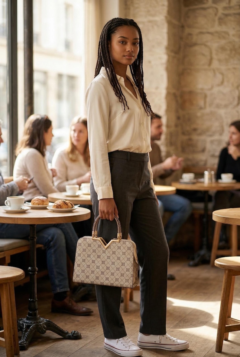 Patterned Croc Handbag | Valentino Style Pocketbook with Horse Charm image 6