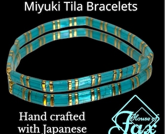 Miyuki Tila Beaded Stretch Bracelets 3 piece stack