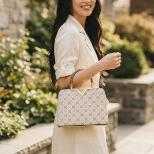 Patterned Croc Handbag | Valentino Style Pocketbook with Horse Charm image 3