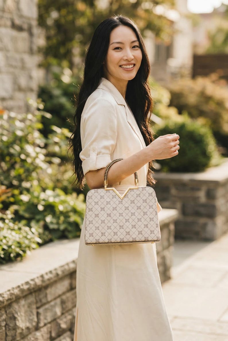 Patterned Croc Handbag | Valentino Style Pocketbook with Horse Charm image 3