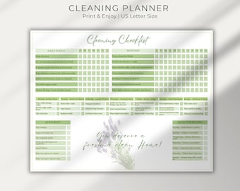 Printable Cleaning Check List Planner PDF, Minimalist Organization Tasks Instant Download, Daily & Weekly Cleaning, best for ADHD persons