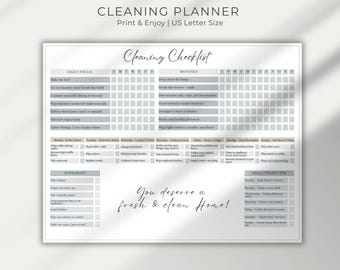 Printable Cleaning Check List Planner PDF, Minimalist Organization Tasks Instant Download, Daily & Weekly Cleaning, best for ADHD persons