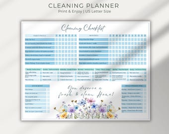 Printable Cleaning Check List Planner PDF, Minimalist Organization Tasks Instant Download, Daily & Weekly Cleaning, best for ADHD persons
