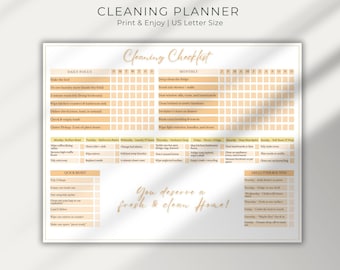 Printable Cleaning Check List Planner PDF, Minimalist Organization Tasks Instant Download, Daily & Weekly Cleaning, best for ADHD persons