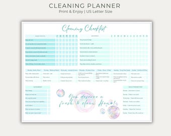 Printable Blue Cleaning Planner PDF, Realistic Organization Tasks Instant Download, Daily & Weekly Cleaning Checklist, best for ADHD persons