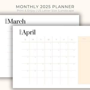 Printable Calendar 2025, Monthly Planner, 12 pages PDF US Letter Digital Download, Clean Simple Design 12 Months Planner Page Calendar Print