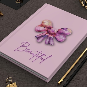 Coquette Pink Journal, Floral Bow Hardcover Notebook, Elegant 5.75&#39;&#39; by 8&#39;&#39; Diary, Bold and Beautiful Gift for Her, Unique Gift for Friend