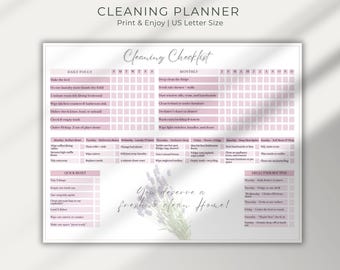 Printable Cleaning Check List Planner PDF, Minimalist Organization Tasks Instant Download, Daily & Weekly Cleaning, best for ADHD persons