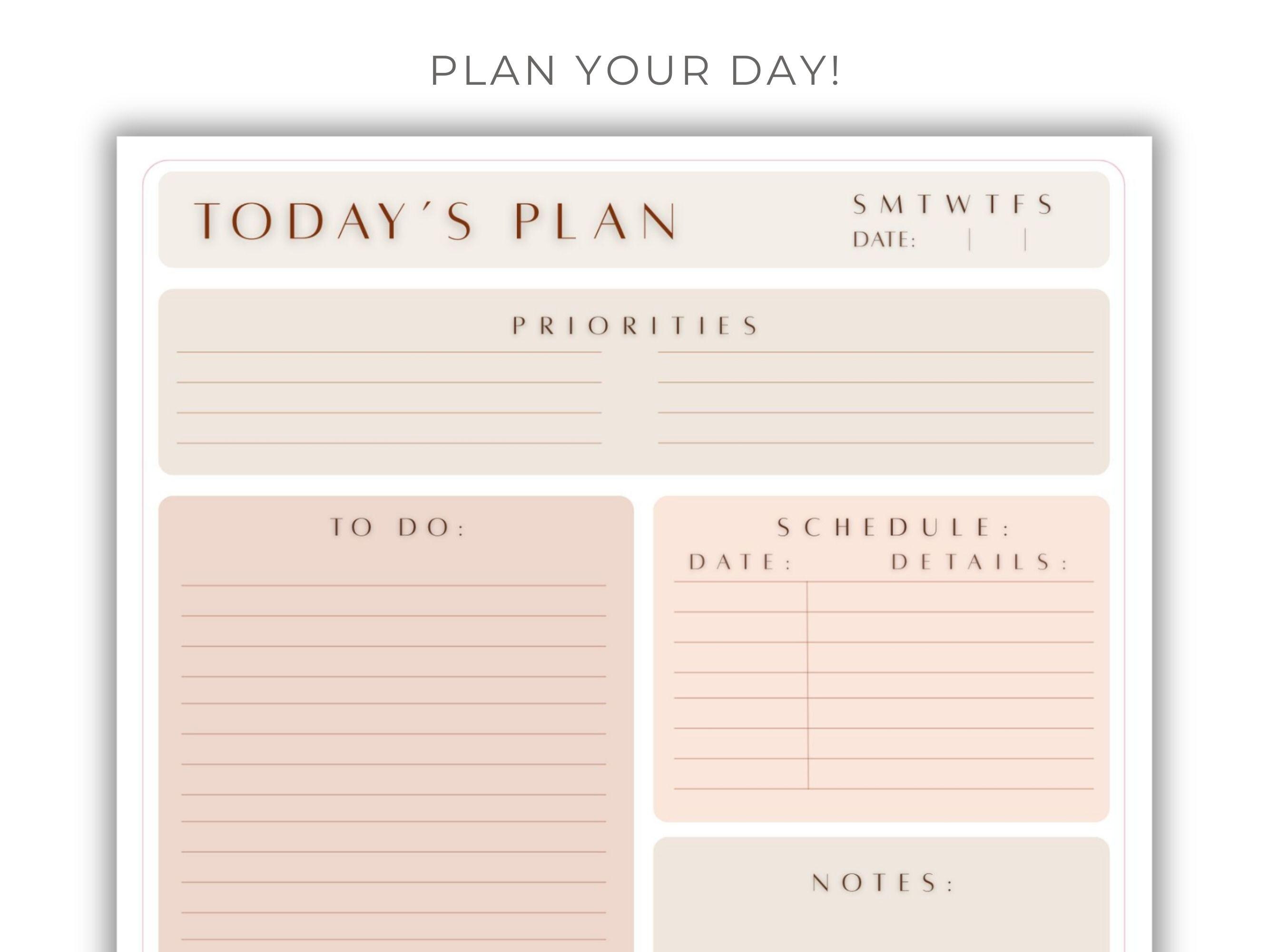 EDITABLE Daily Planner, Printable & Editable Canva Template, PDF US ...