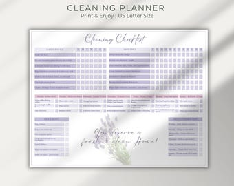 Printable Cleaning Check List Planner PDF, Minimalist Organization Tasks Instant Download, Daily & Weekly Cleaning, best for ADHD persons