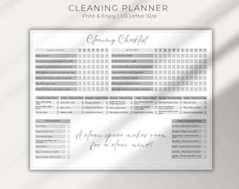 Printable Cleaning Check List Planner PDF, Minimalist Organization Tasks Instant Download, Daily & Weekly Cleaning, best for ADHD persons