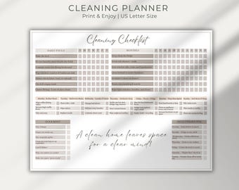 Printable Cleaning Check List Planner PDF, Minimalist Organization Tasks Instant Download, Daily & Weekly Cleaning, best for ADHD persons