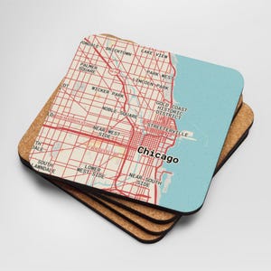 Ensemble de 4 sous-bocks de carte personnalisés – sous-bocks de localisation personnalisés, conception de carte rétro, vintage
