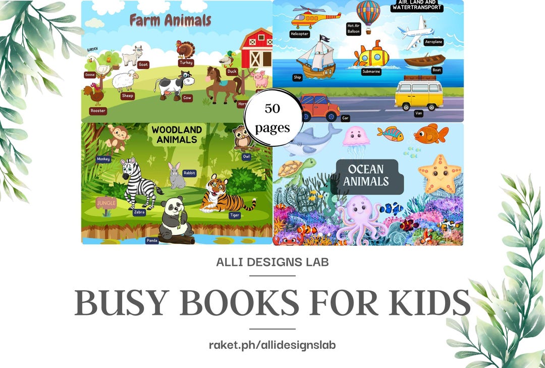 Kids Busy Book | Ocean Animals | Farm Animals | Woodland Animals | Air ...