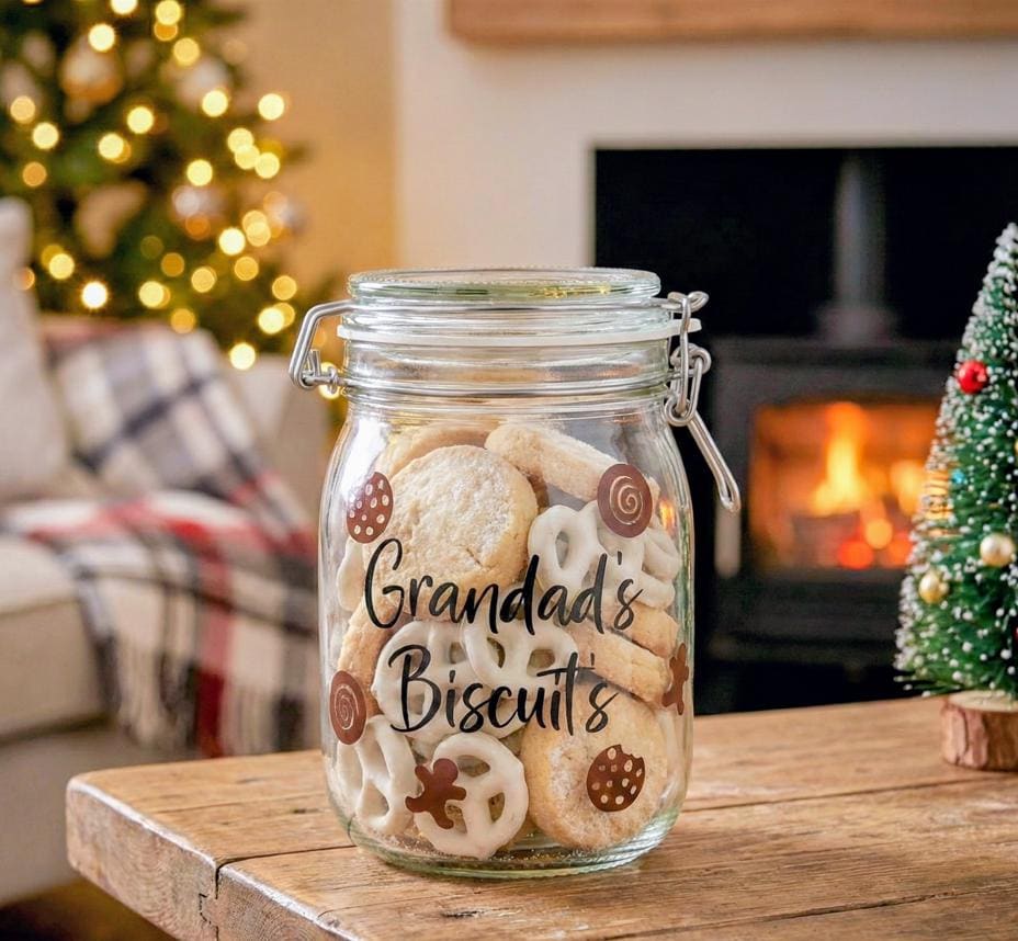 Personalized Biscuit Jar – Grandad's Cookie Storage with Airtight Lid