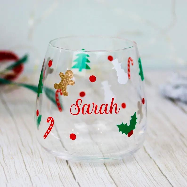 Personalised Christmas Tumbler Glass