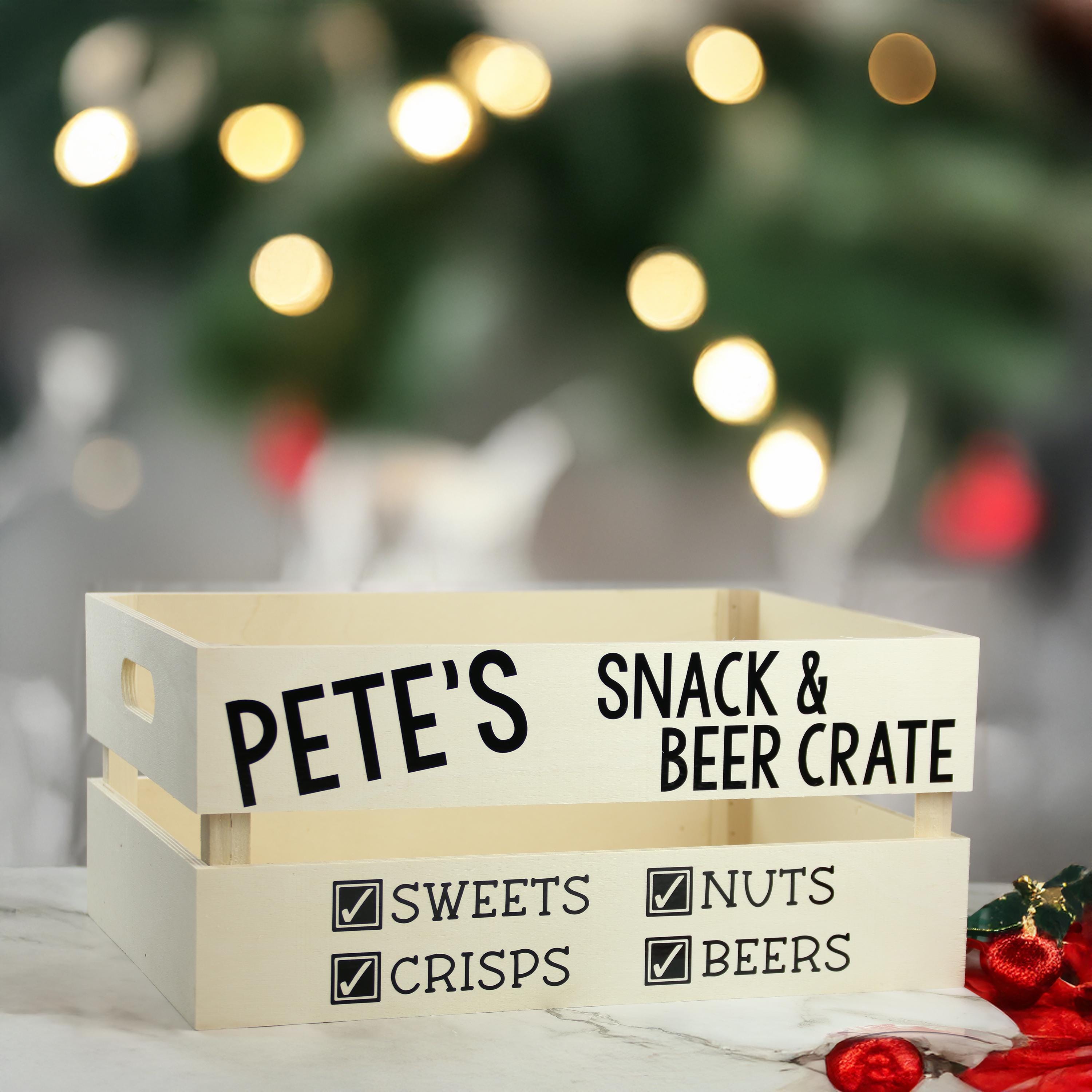 Personalized Snack & Beer Crate - Custom Wooden Gift Box