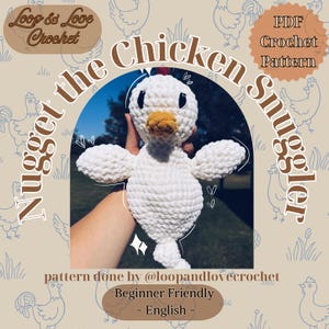 Patrón de crochet para Nugget the Chicken Snuggler / Patrón de crochet en PDF / Patrón de crochet de costura baja / Patrón de crochet Lovey / Apto para principiantes