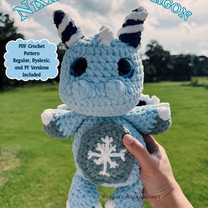 Nixie the Ice Dragon | Crochet Pattern | Amigurumi Crochet | Dragon Crochet Pattern |  PDF Crochet Pattern | Crochet Plushie Pattern |