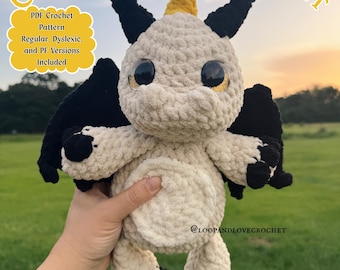 Caspian the Light Dragon | Crochet Pattern | Amigurumi Crochet | Dragon Crochet Pattern |  PDF Crochet Pattern | Crochet Plushie Pattern |