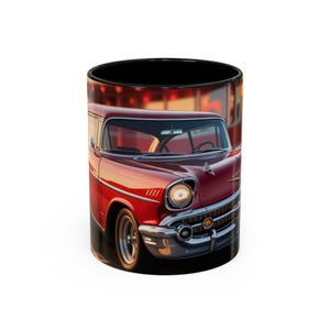 Vintage Car Accent Coffee Mug - Retro Coffee Cup for Car Lovers, Classic Auto Gift, Nostalgic Mug, 11oz and 15oz