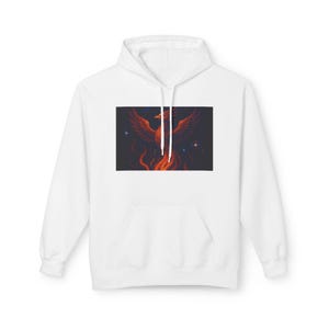 Bright Phoenix Rising Softstyle Hoodie, Unisex Lightweight Fleece Sweatshirt, Firebird Pullover Jumper, Mythical Bird Graphic Apparel, Gift