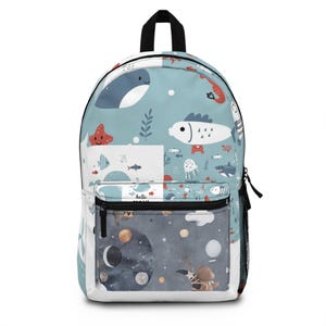 Whimsical Underwater Backpack: Cute Fish & Whale Design, Perfect for Kids, School, Travel, Gifts, Summer Adventures