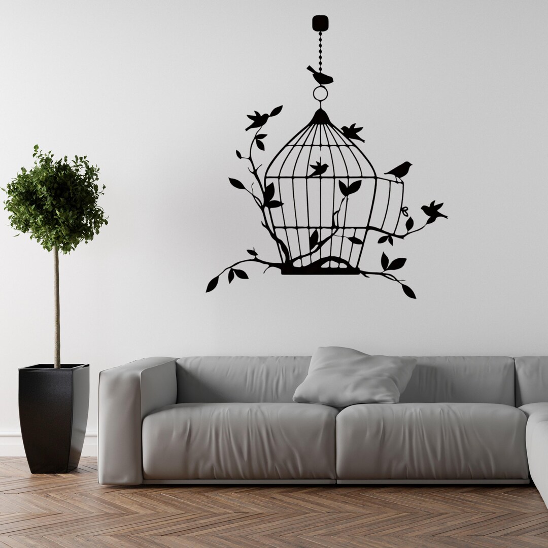 Metal Bird Cage Wall Art, Floral Home Decor, Modern Wall Hanging - Etsy