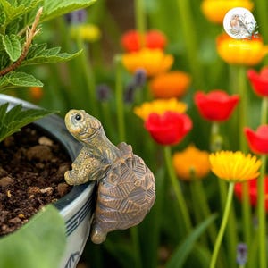 Resin Turtle Garden Statue: Weatherproof Turtle Pot Decoration