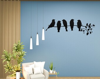 Metal Bird Branch Wall Art, Garden Decor (11.5cm x 40cm)