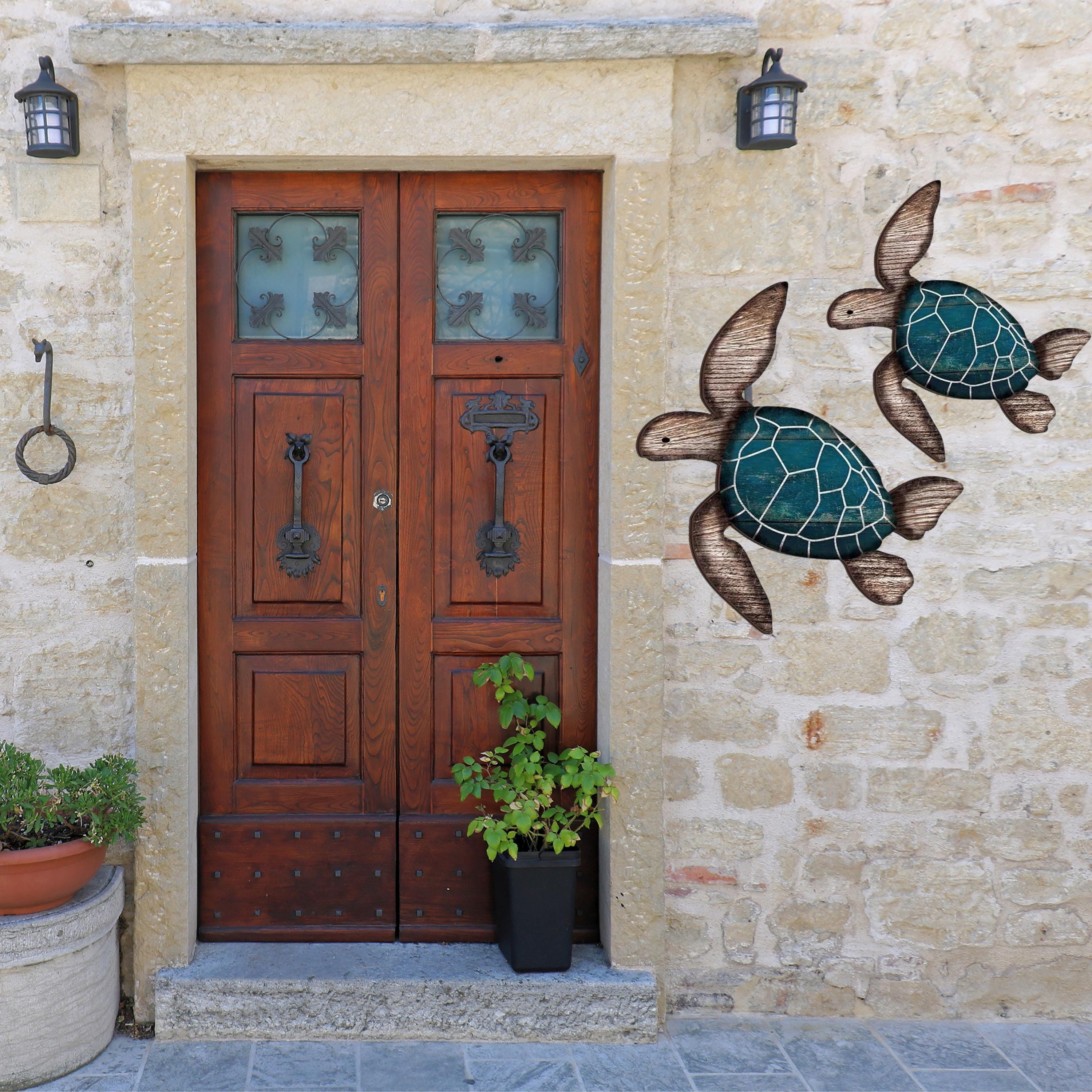 Wooden Sea Turtle Wall Decor Set, Rustic Coastal Beach Art - Etsy