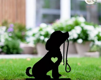 Pieu de jardin en métal pour chien, décoration de silhouette en fer