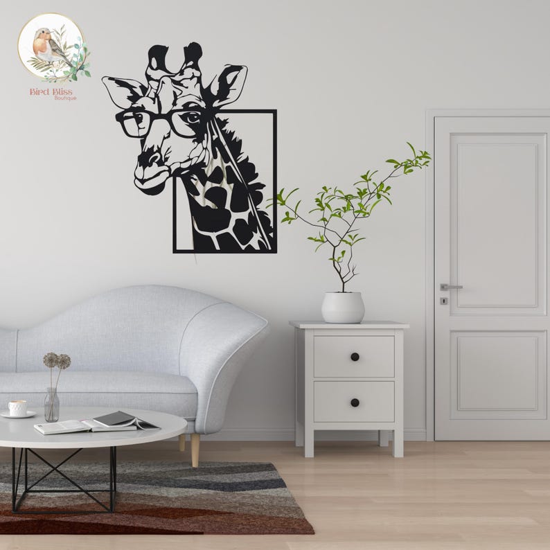 Rectangle Giraffe Giraffe Metal Wall Art With Glasses, Modern Safari Decor - Etsy