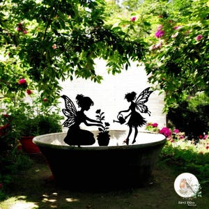 Metal Fairy Garden Stake, Art Deco Garden Fairies, Outdoor Metal Silhouette Fairy, Fairy Yard Decor, Garden Ornament A or B