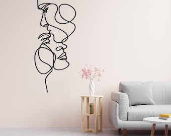 Minimalistische Metallwandkunst | Abstraktes Gesicht, modernes Wohndekor