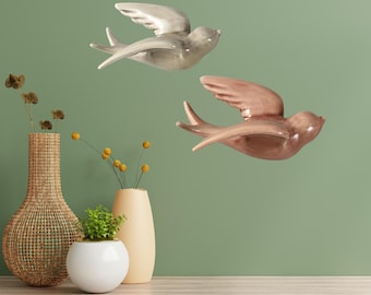 Nordic Ceramic Bird Wall Decor – 3D Sculpture, Modern Home Art