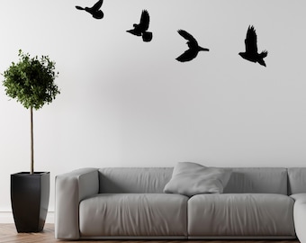 Metal Flying Bird Wall Art, Set of 4, Garden Decor