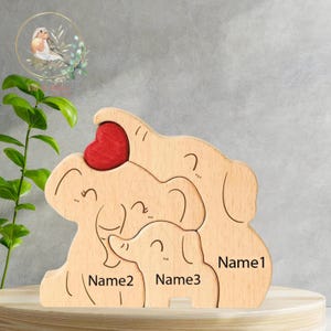 Wooden Elephant Family Puzzle, Engraved Family Name Puzzle, Custom Family Gift, Family Gift, Family Home Decor, Personalized Gift