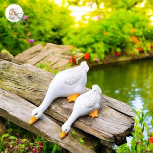 Estatua de pato para jardín, decoración exterior, adorno de pato de resina, adorable figura de pato para jardín, figura de pato para césped, decoración de ganso para jardín