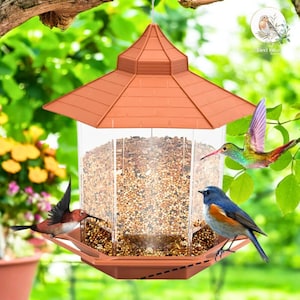 Hängendes Vogelfutterhaus, Outdoor Plastikvogelfutter für verschiedene Samen, 8,66 Zoll x 18,09 Zoll, Gartendekor, Perfektes Geschenk