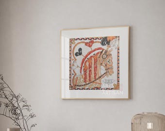 Scarf 45 | Scarf Frame in Gold | Scarf Frame | Frame for Scarf | Vintage Scarf | Silk Scarf Frame | Framed Wall Art