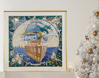 Scarf 90 | Scarf Frame in Gold | Scarf Frame | Frame for Scarf | Vintage Scarf | Silk Scarf Frame | Framed Wall Art