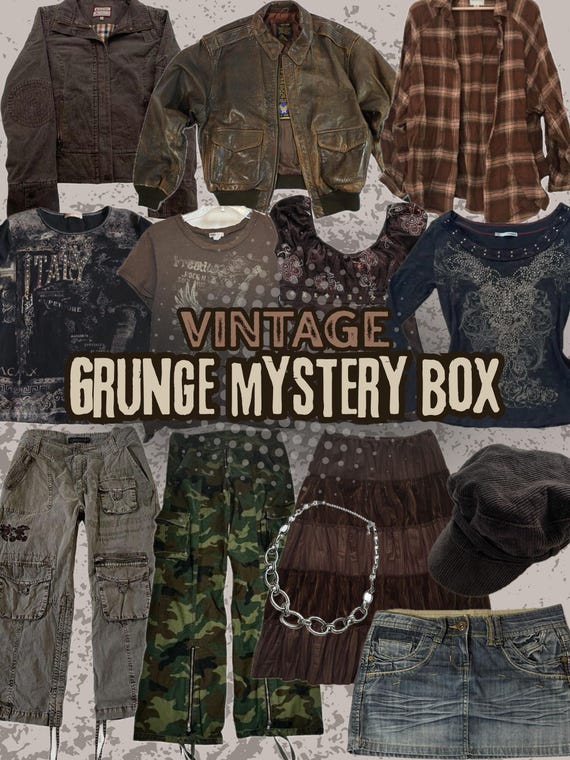 Vintage Grunge Mystery Box | 90s Alt Thrift Bundle | Y2K Streetwear, Layered Outfits, Sustainable Fashion