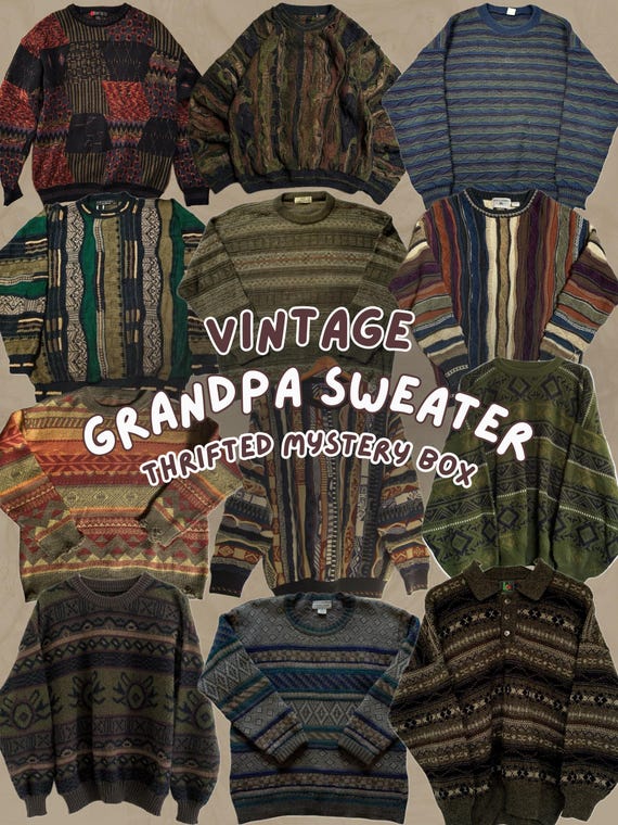 Grandpa Sweater Mystery Box – Thrifted Cozy Vintage Knits from Latvia
