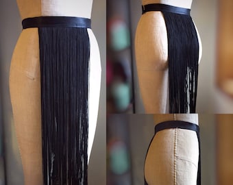 Cerridwen Long Fringe Burlesque Shimmy Belt Made to Order Burluxe