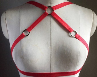 Raquel O Ring Detail Burlesque Harness Burluxe Elastic Frame Bra