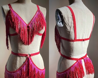 Diamonique Burlesque BH und Gürtel Set: Perlenfransen-Kostüm