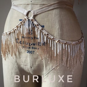 Marisol Shimmy Belt with Circle Detail Burlesque Beaded Fringe Burluxe Costume