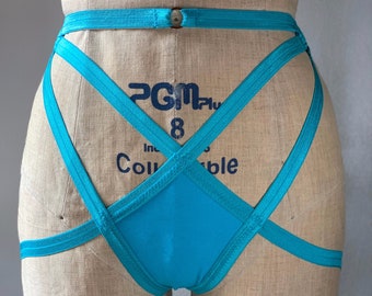 Belted Burlux Diamond Burlesque Underbutt Strap Cage Nearly Nekkid Thong Small Panel